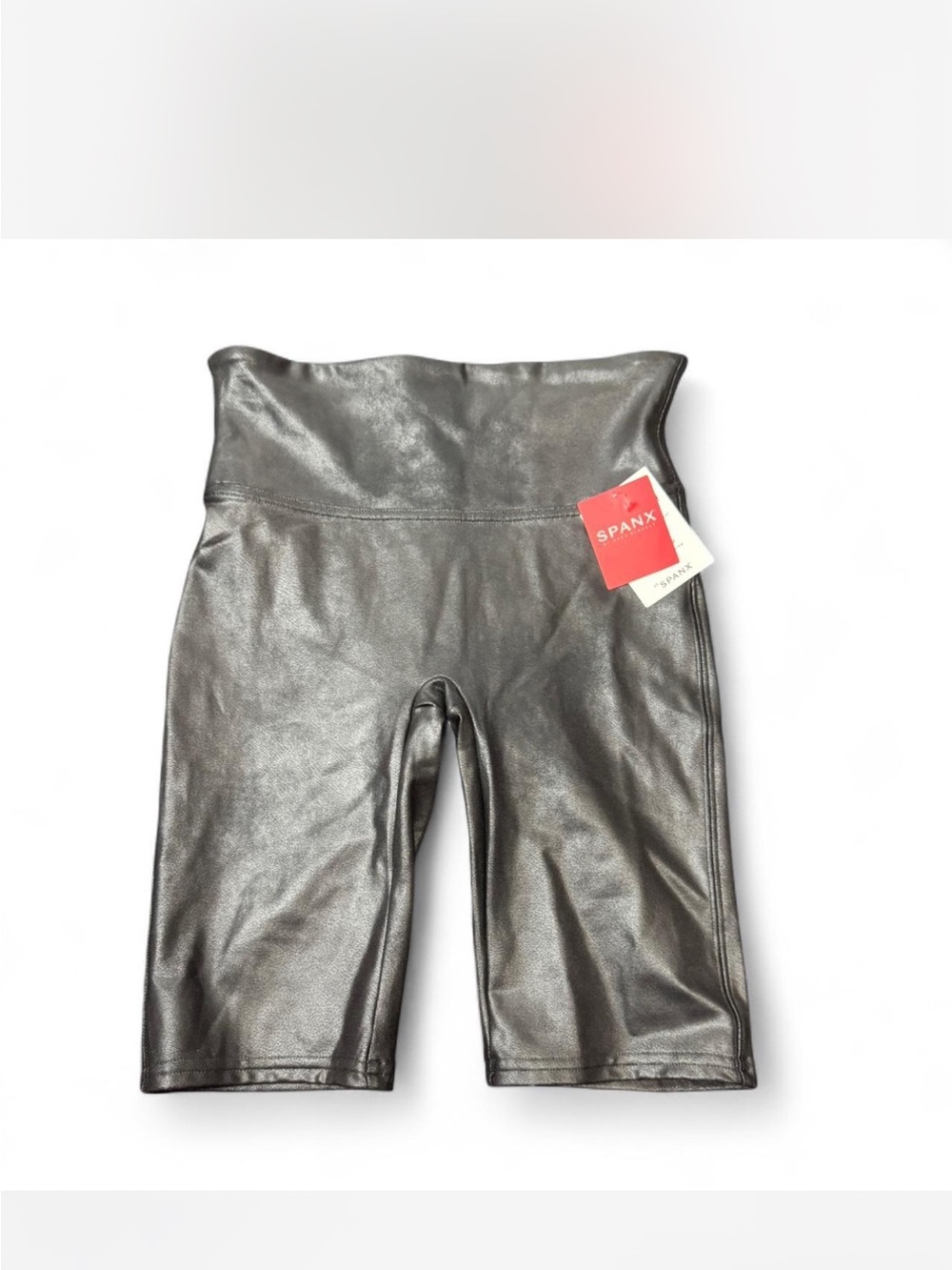 SPANX Faux Leather High-Waist Biker Shorts - Black